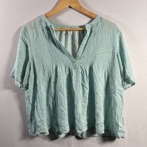 Old Navy Floral Babydoll Top Womens Large Boho Flowy Split Neck Cottagecore